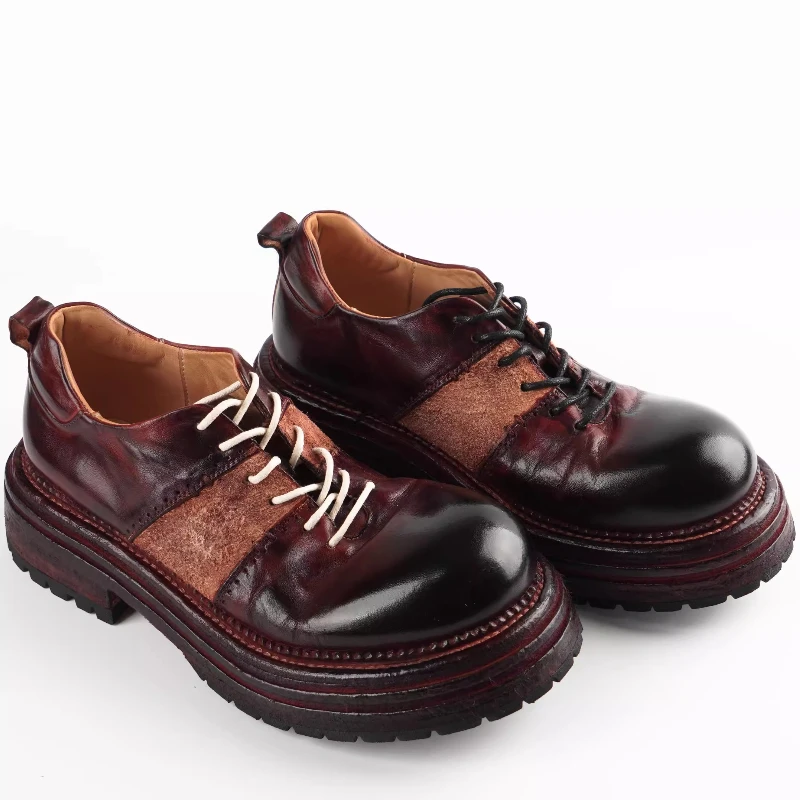 Horse Hip Leather Deby Shoes for Men's/Womens Horsehide Dress Shoes Cowhide Outsole Goodyear Handmade Stitched Heightening Shoes