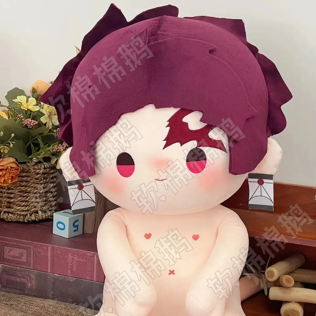 Anime 40CM Demon Slayer Kamado Tanjirou Cosplay Cartoon Dress UP Sitting Posture Soft Body Pillow Adorable Game Gift