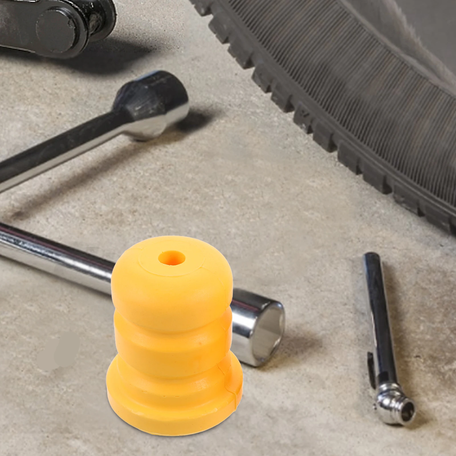 

2pcs Yellow Buffer Blocks Shock Absorption Wear Resistant Easy Installation Car Rear Side Stabilizer Replacement