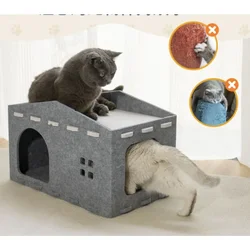 Cat House With Scratch Pads Dual Purpose Winter Warm And Cold Proof Pet Home Nest Dogs Warm Soft Cat Bed Mat Kennel Puppy House