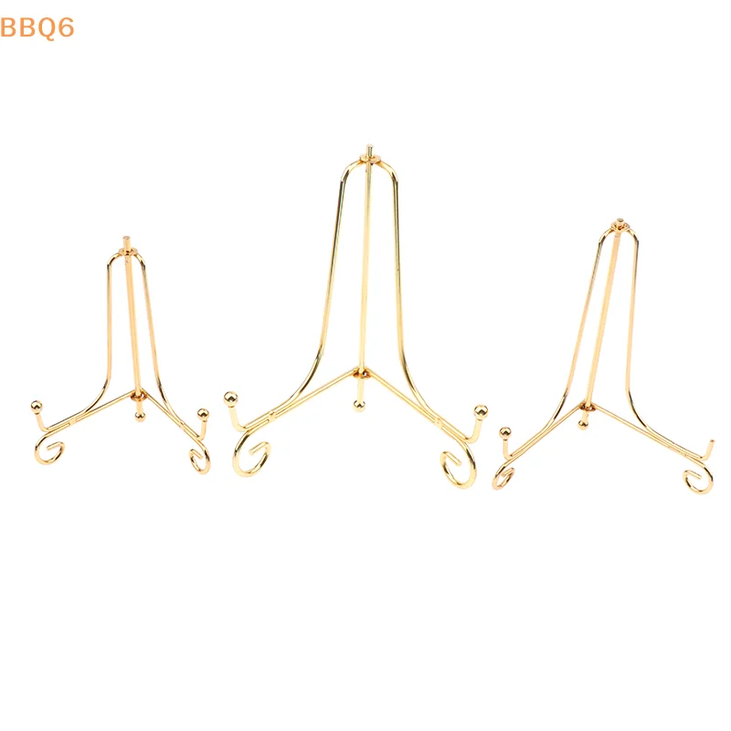1Pcs Small Gold Iron Display Stand Craft Bracket Book Holder Photo Pedestal Bowl Dish Frame Picture Plate Rack Easel Storage