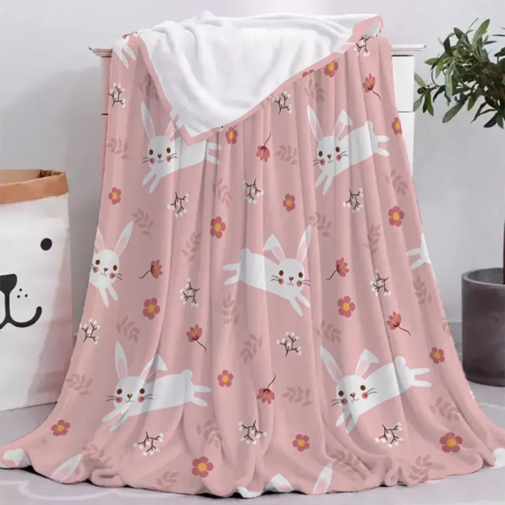 

Cartoon Rabbit Throw Blanket Cute Kawaii Wild Animals Carrot for Kid Girls Women Gift All Season Warm for Bed Sofa Couch Blanket