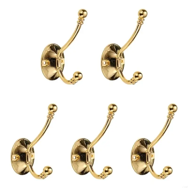 5PCS Heavy Duty Single Hook Set Corrosion Resistant Zinc Alloy Wall Hook Old Design Clothes Stand For Daily Use C7AC
