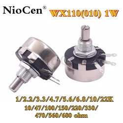 （1PCS）WX110 WX010 10 Ohm - 22K Ohm 10R-22K 3 Soldering Terminals 6mm Round Metal Shaft Single Turn Wire Wound Potentiometer