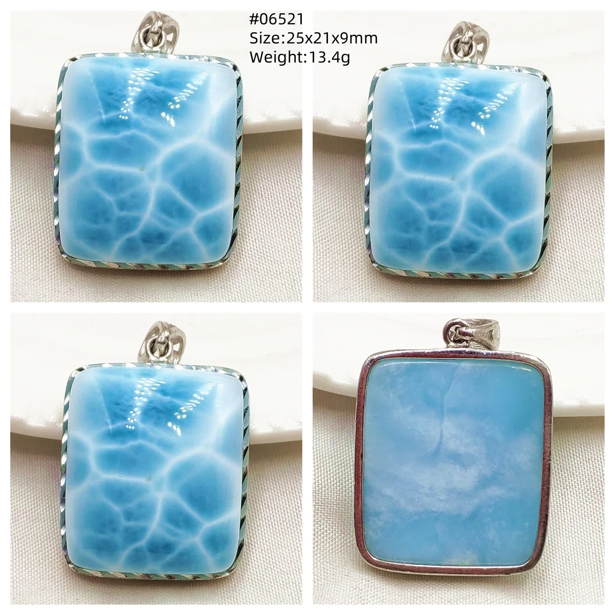 Natural Blue Larimar Heart Pendant Women Men 25x21x9mm Rectangle Water Pattern Crystal Love Necklace From Dominia AAAAAAA