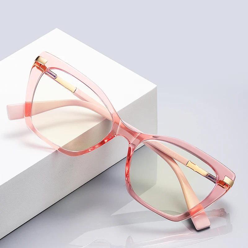 CLLOIO New Trend Women Cat Eye Anti Blue Light Reading Glasses High Quality Fashion Anti-reflection Myopia Prescription Glasses
