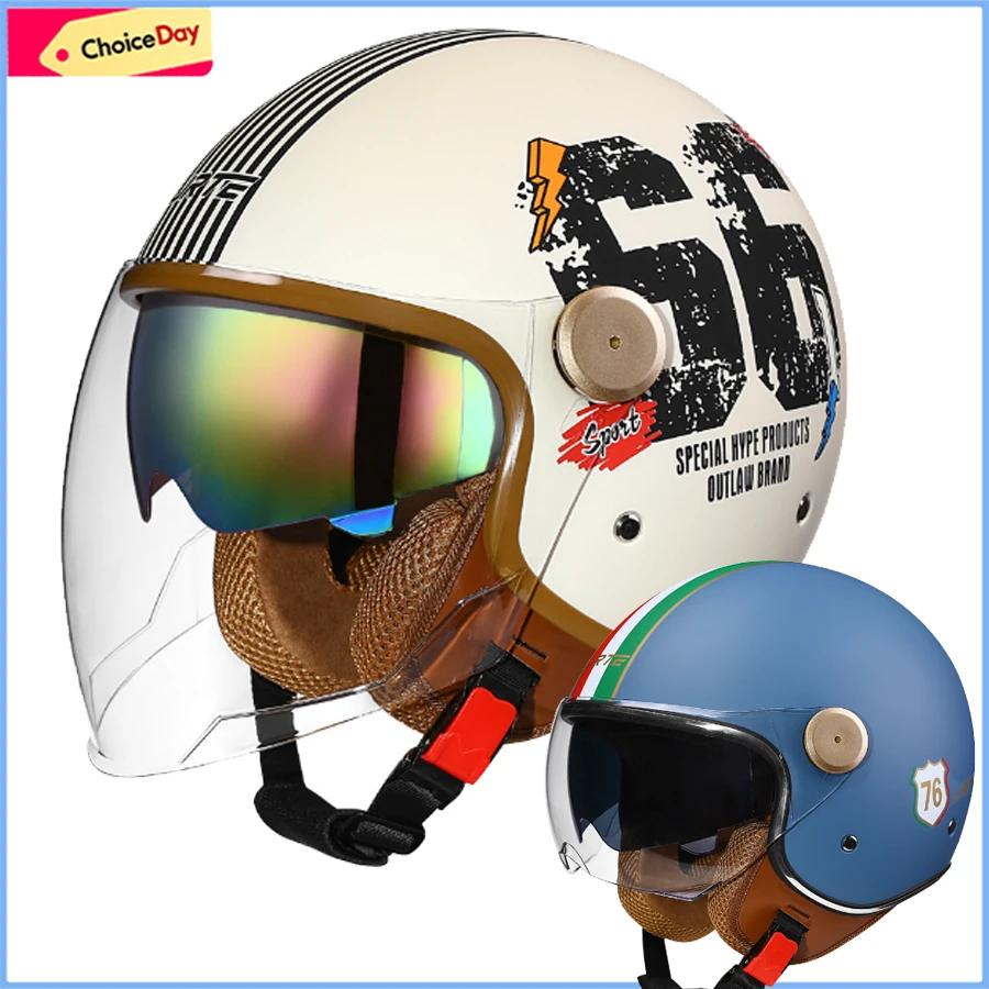Casco Moto retrò casco Jet per Scooter elettrico bici casco Moto berretto Moto ciclomotore Open Face