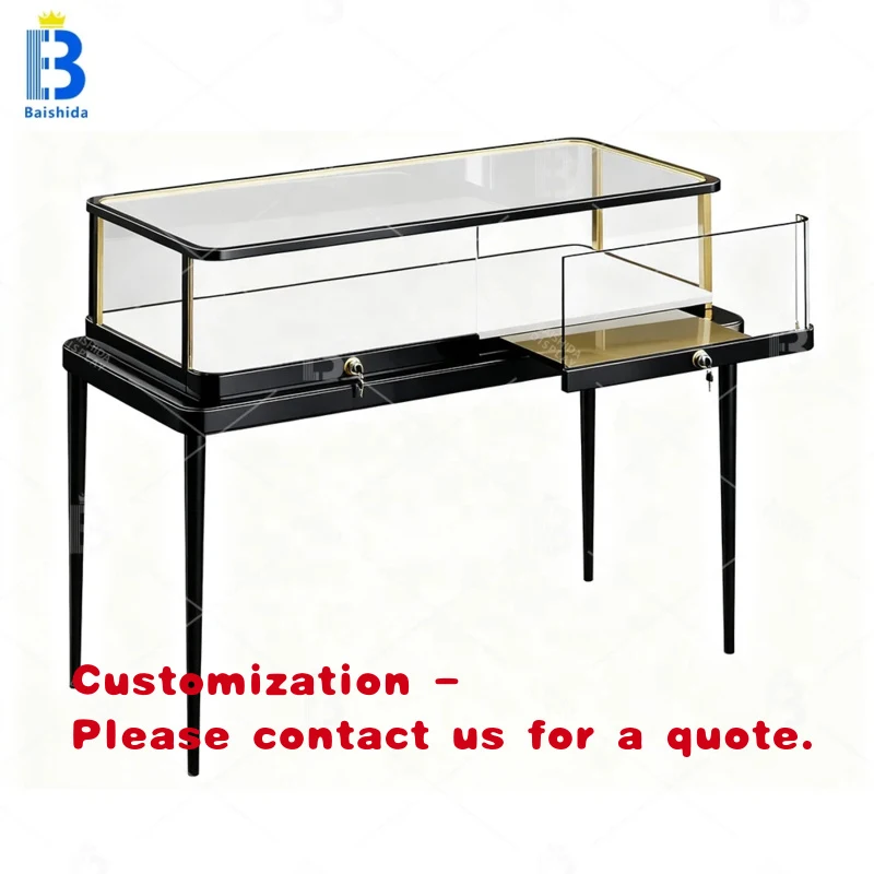 custom.BSD Design European OEM ODM Lockable Jewelry Glass Display Cabinet Sliding Door LED Lighting Customizable Size Color Wate