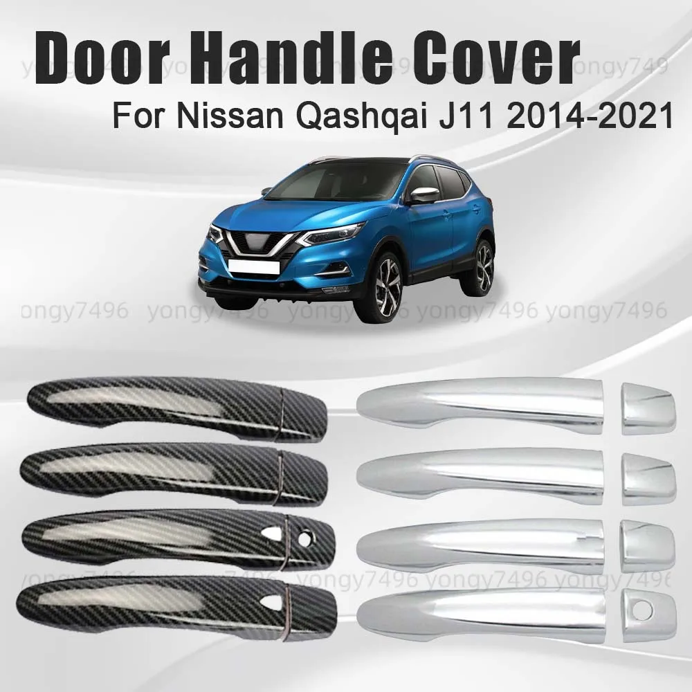 

Обновленная крышка дверной ручки автомобиля для Nissan Qashqai J11 2014-2021, углеродное волокно, хром, серебристый, глянцевый, черный, автомобильные аксессуары, наклейки