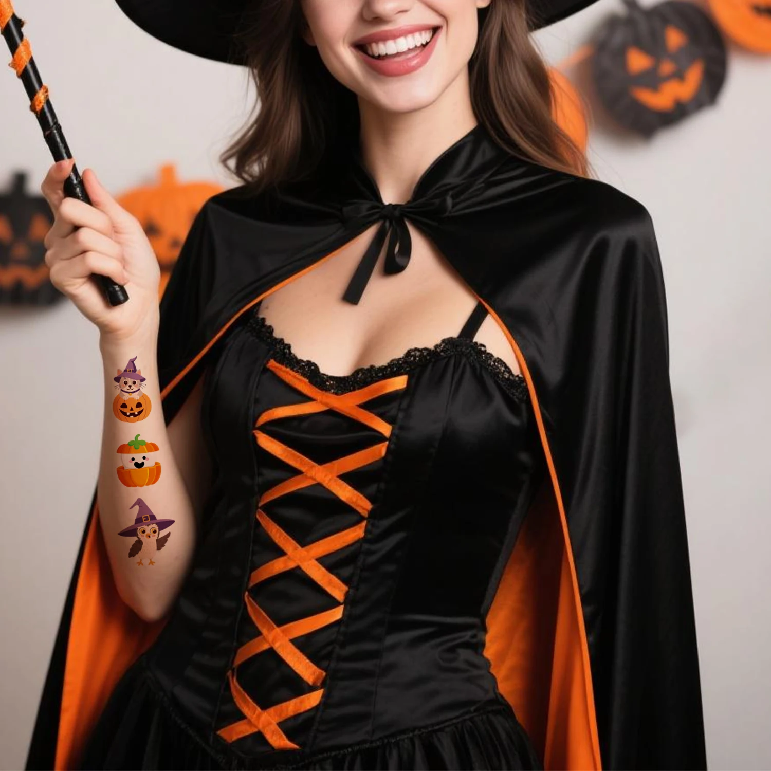 وشم مؤقت للهالوين، لوازم تزيين حفلات أعياد الميلاد، حشوات أكياس الهالوين الجيدة، المكافآت، 10 أوراق #3