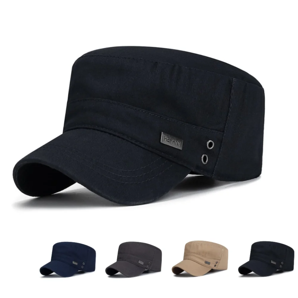 Breathable Simple Flat Top Hat Solid Grandpa Hat Cadet Hat Men Fishing Cap Casquette Adjustable Baseball Cap Four Seasons