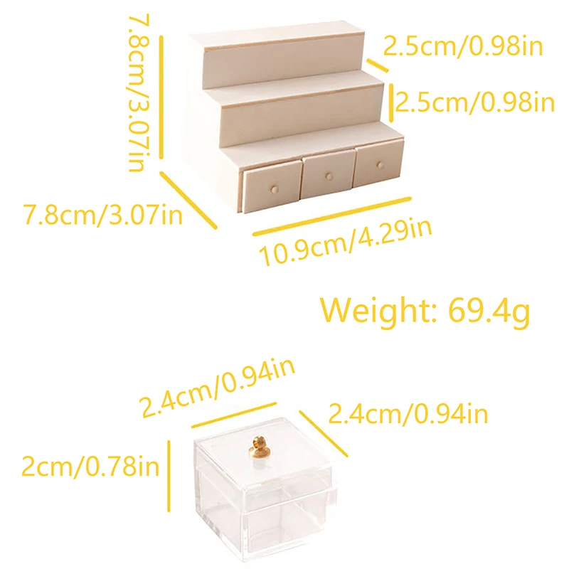 1:12 Dollhouse Miniature Display Rack Candy Box Drawer Cabinet W/Clear Box Furniture Model Decor Toy Doll House Accessories