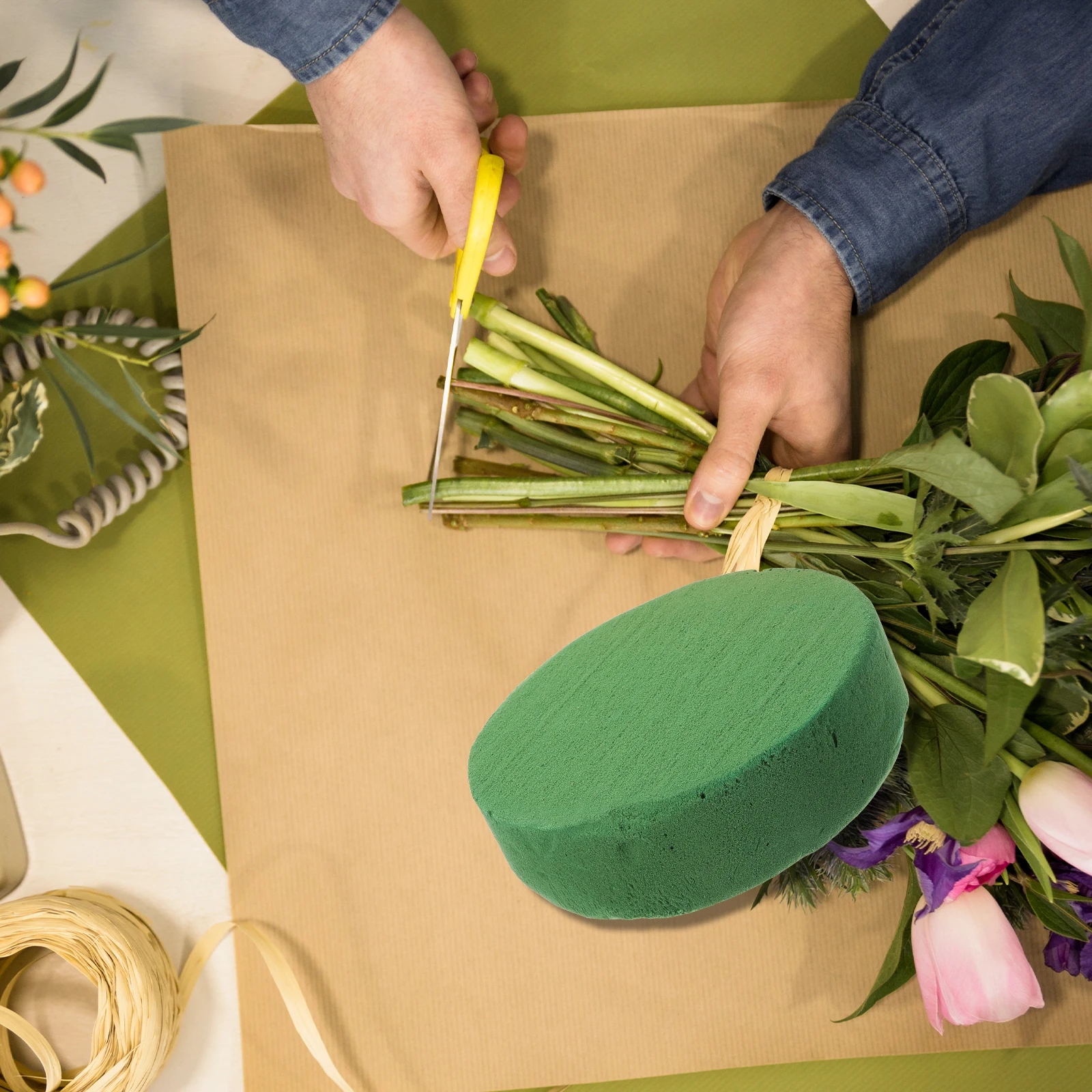 

4Pcs Floral Blocks Sponge Material Fast Water Absorption Flower Arrangement Base for Fresh Artificial Flowers DIY Decoration