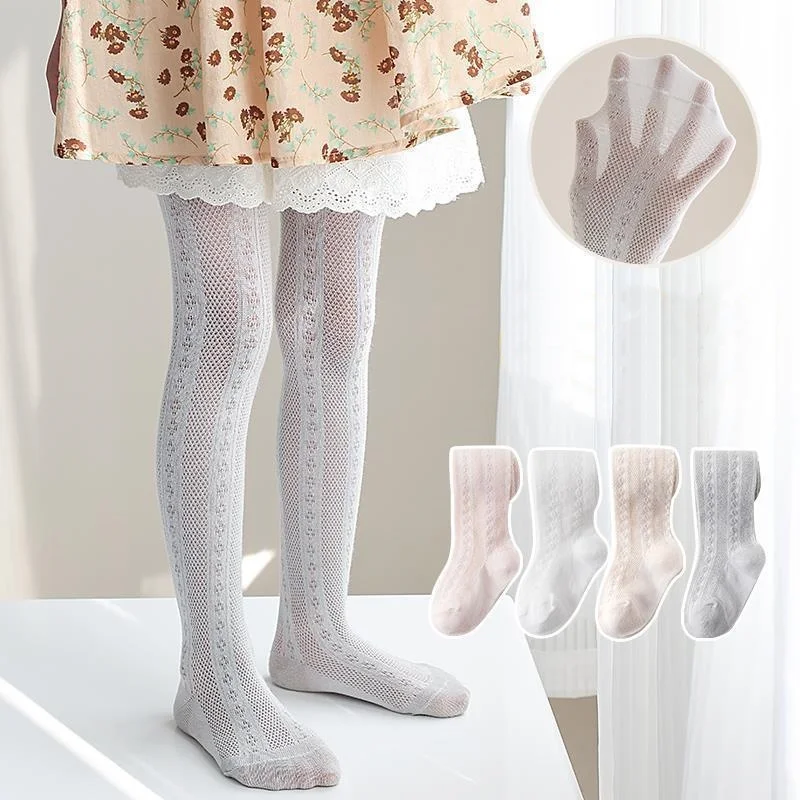 Baby Girl's Thin Tights Children Dance Stocking School Student Uniform Leggings Spring Summer Breathable Mesh Princess Pantyhose