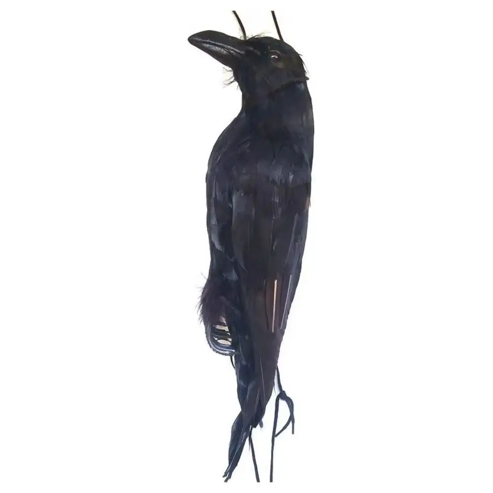 New Plastic Feathers Fake Black Crow Black Realistic Realistic Hanging Crow Decoy Garden Decor Tree Hanging Decor Halloween