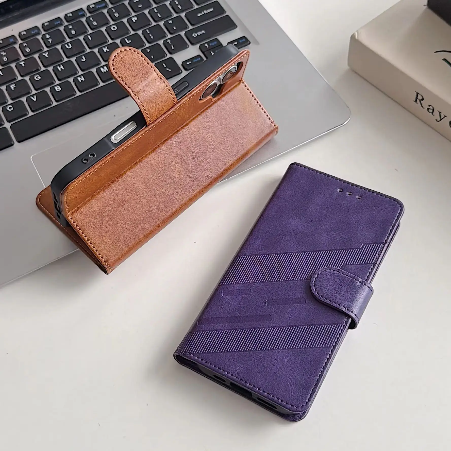Flip Wallet PU Leather Phone Case For iPhone 17 E 16 15 14 13 12 11 Pro Max Plus Card Slot Bracket Business Matte Protect Cover view 5