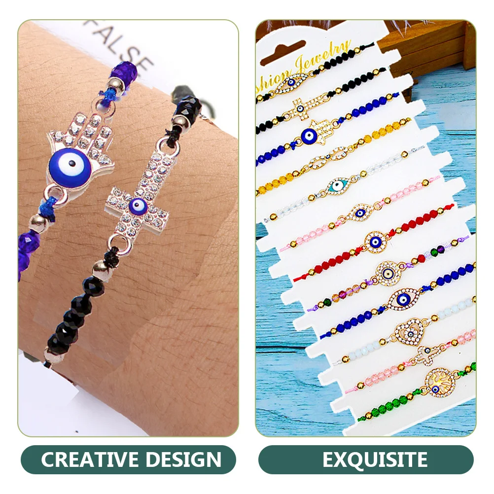 

12Pcs Blue Evil Eye Bracelet Crystal Beaded Adjustable Protection Charm for Women Men Unisex Fashion Jewelry Accessory