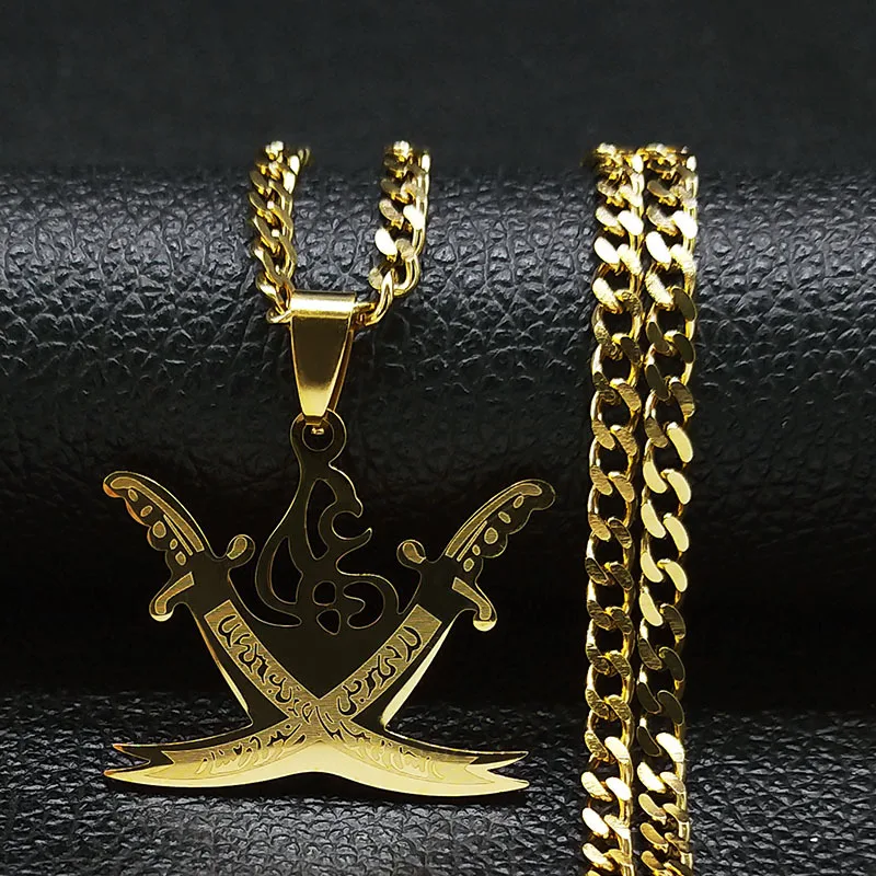Mysterious Style Stainless Steel Double Dagger Totem Necklace UNISEX Valentine's Day Gift Necklace for Boyfriend