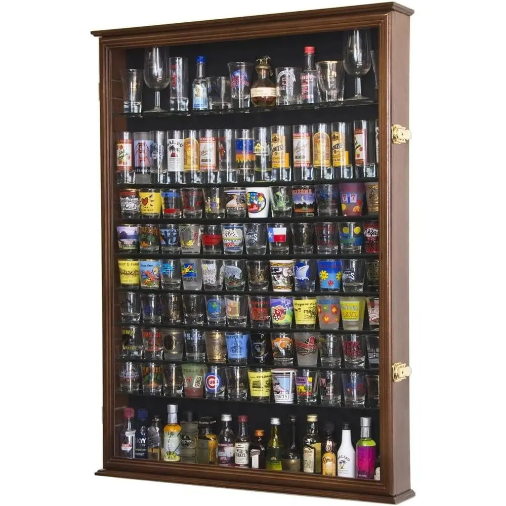 

Shot Glass Display Case Rack Holder for Tall Shooters and Mini Liquor Bottles