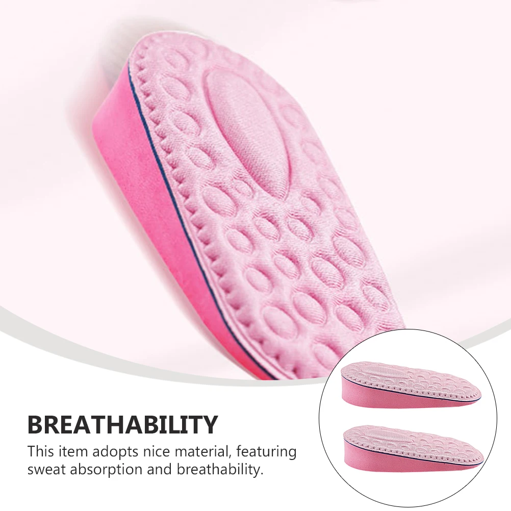 

Height Increase Insoles 2 Pairs Pink Massage Feet Cushions Invisible Heel Pads Sneakers Comfortable Sweat Absorption Breathable
