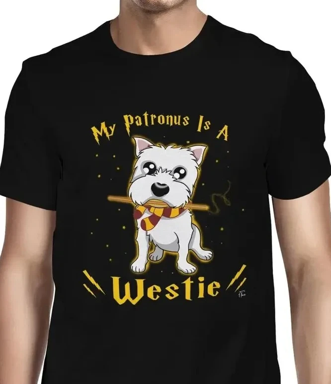 

Мужская футболка My Patronus Is A Westie Dog с коротким рукавом, повседневные хлопковые летние мужские футболки с круглым вырезом