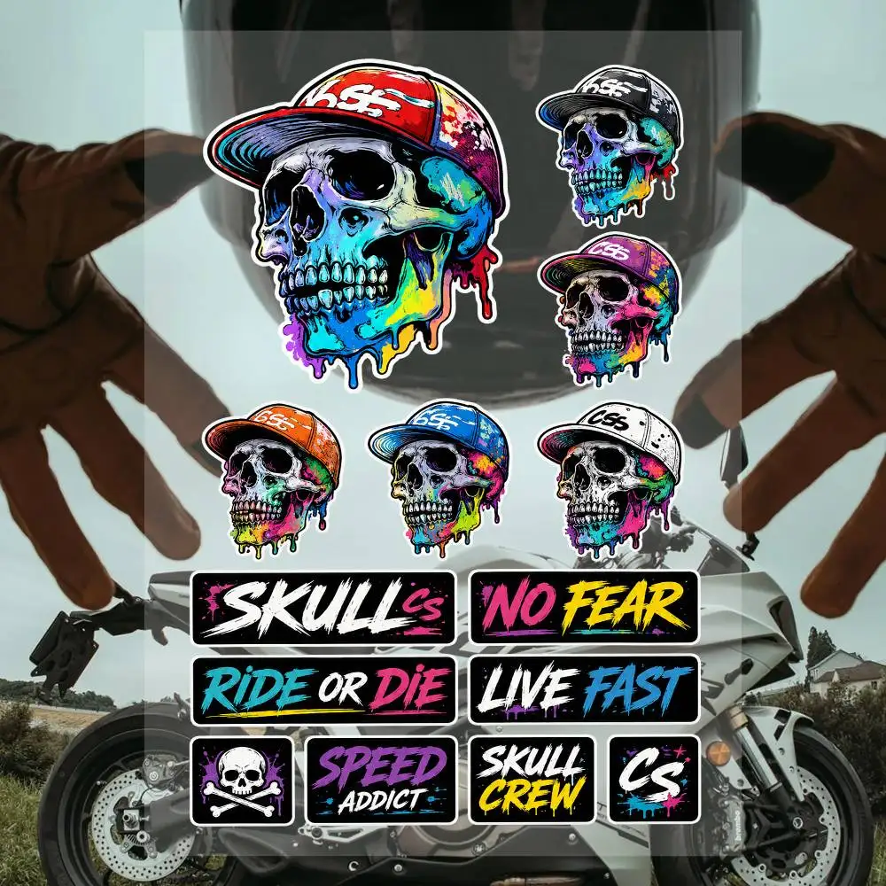 Skull Anime Stickers Set Waterproof Vinyl Decals For Laptop Phone Case Helmet Motorcycle Skateboard Car Luggage