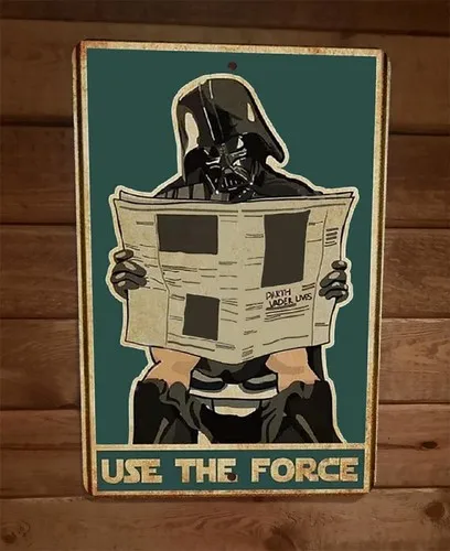 Panneau mural en métal « Utilisez la Force Vader sur les toilettes »