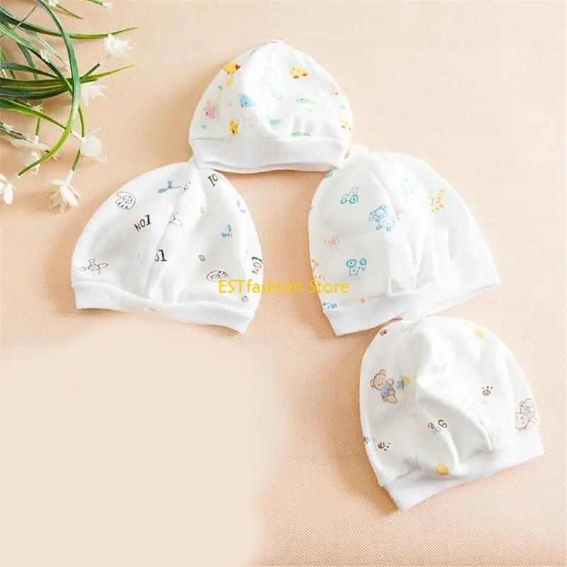 Y5GC مجموعة قبعة أطفال مريحة وقابلة للتمدد مكونة من 10 قبعات قطنية قابلة للتنفس لحديثي الولادة لأغطية الرأس على شكل جمجمة للربيع