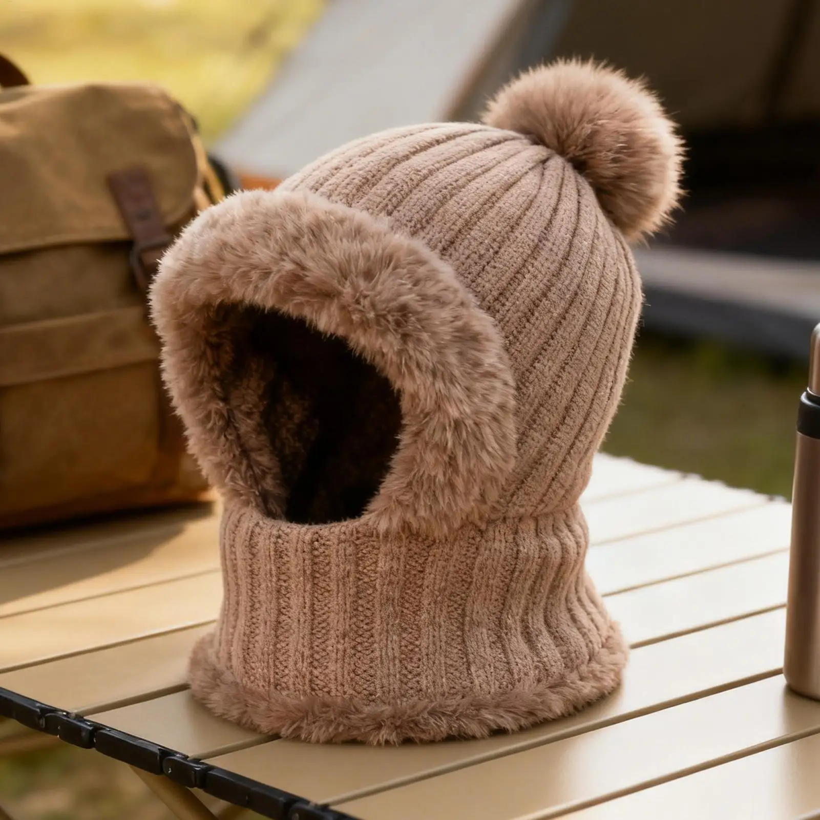 

Winter Hat Soft Beanie With Neck Gaiter Fleece Lining Cute Hats For Women With Ear Flaps For Cold Weather Autumn Hiking Travel