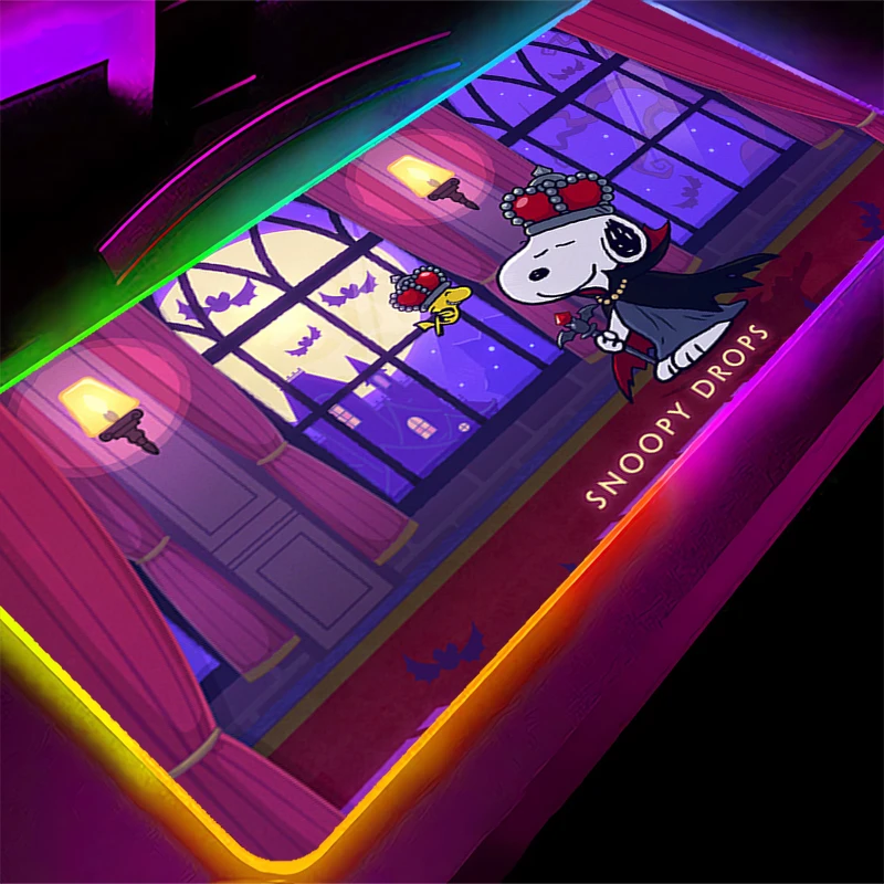 لوحة ماوس RGB سنوبي بإضاءة خلفية كبيرة للمكتب والكمبيوتر المحمول وملحقات ألعاب الكمبيوتر ولوحة المفاتيح ولوحة المفاتيح وحصيرة مكتبية