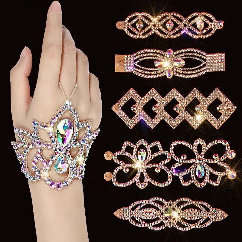 Accesorios de rendimiento de escenario pulsera de danza del vientre de gama alta mujer adulta exquisita actuación accesorios a juego de diamantes de imitación