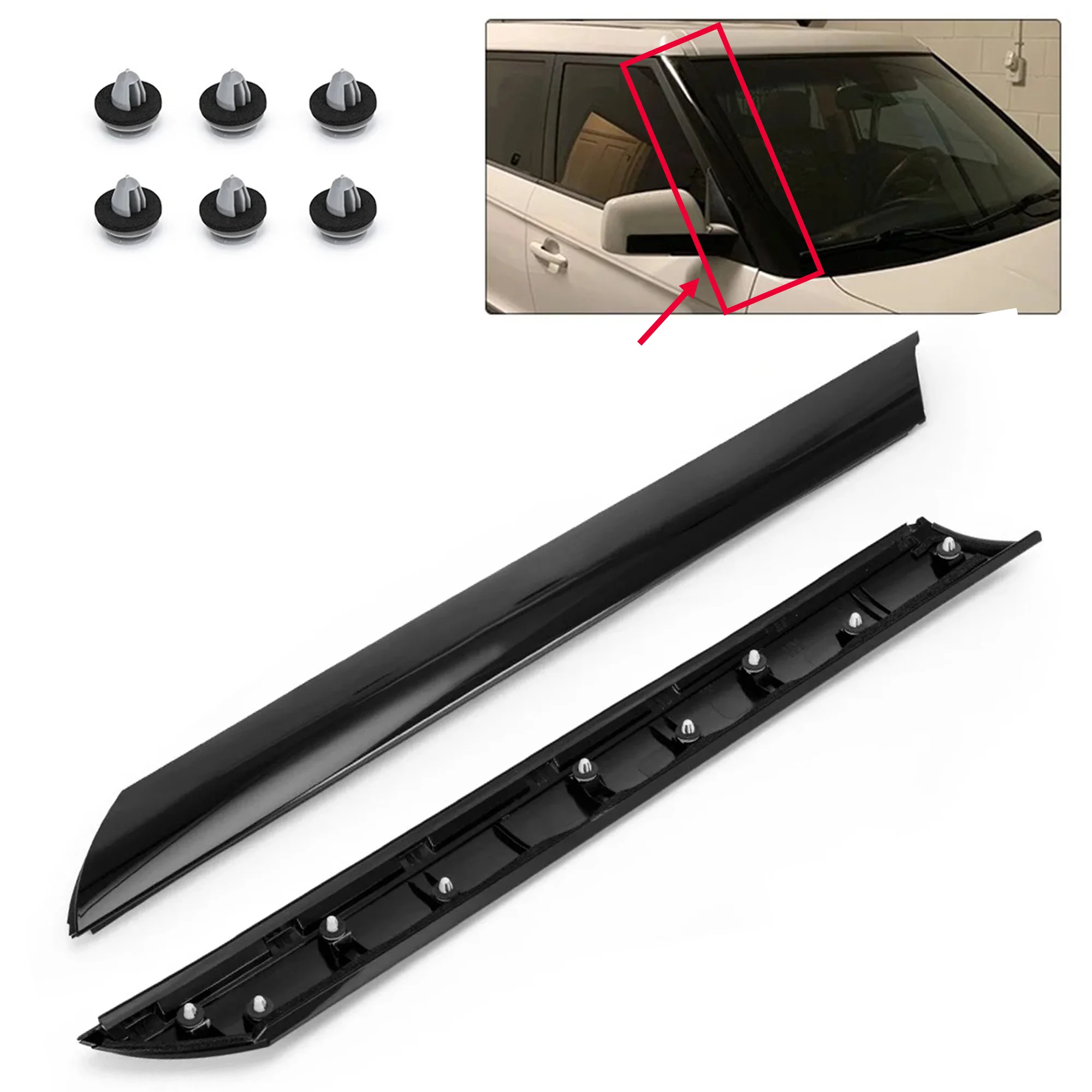 Windschutzscheiben-A-Säulen-Zierleiste für Kia Soul 2010 2011 2012 2013 Windschutzscheiben-Außenverkleidung ABS-Säulen-Dekorstreifen Fensterrahmen – Detail 1
