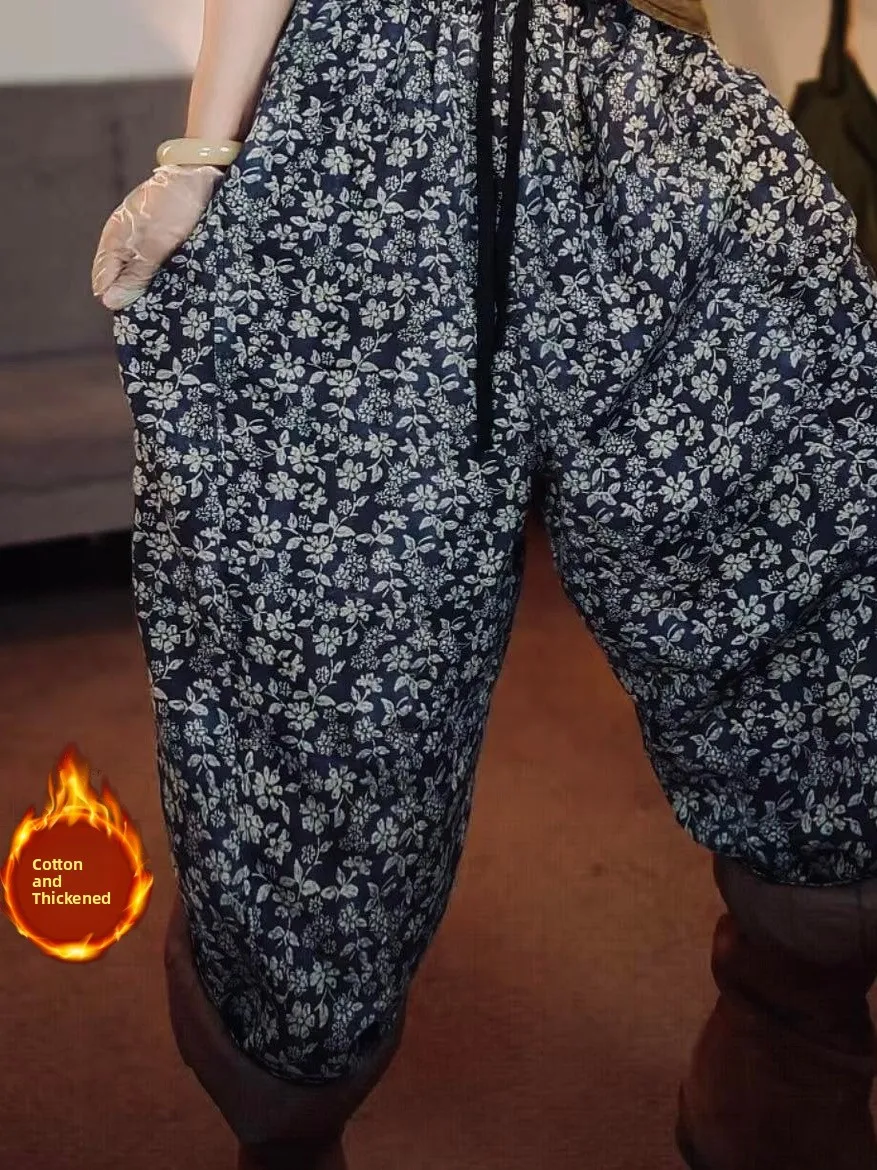 Verdikte katoenen broek met rechte pijpen voor dames Artistiek ontwerp Retro print Faionable broek Hoge taille vrijetijdskleding