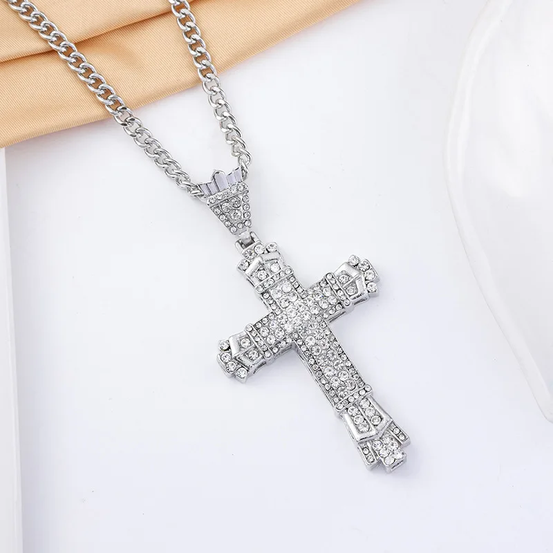 Luxury Jewelry Hip Hop Rock Cross Necklace for Men Rap Cuban Chain Pendant Christian Religion Vintage Friendship Jewelry Gifts