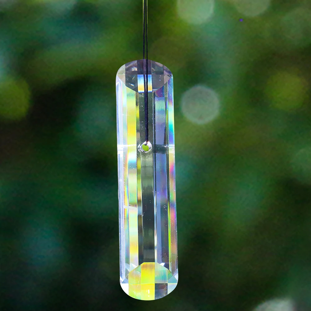 Muy Bien 150mm Clear Cylindrical Crystal Prism Faceted SunCatcher Lucky Feng Shui Pendant Home Garden Wedding Decoration Crafts