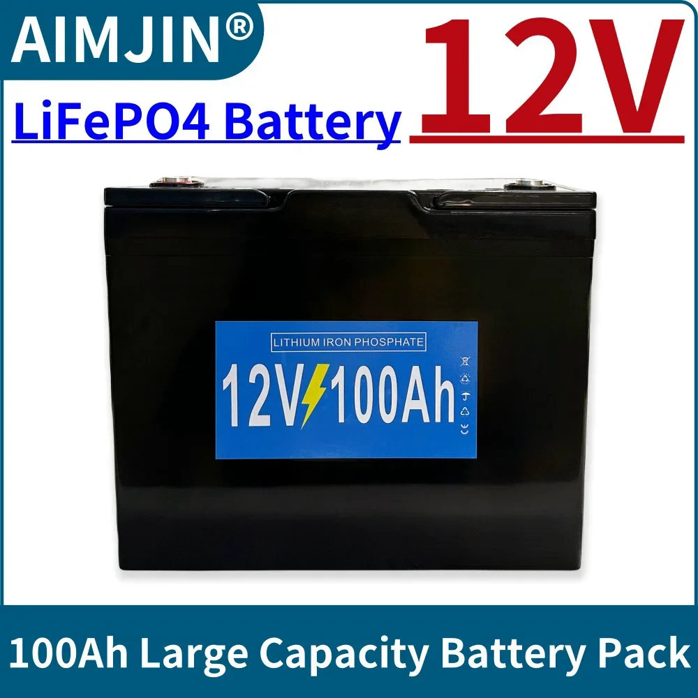 

LiFePO4 Battery 12V 100AH Lithium Iron Phosphate Battery Pack with BMS 12.8V Cells For Electric Marine Motors Solar System Campi