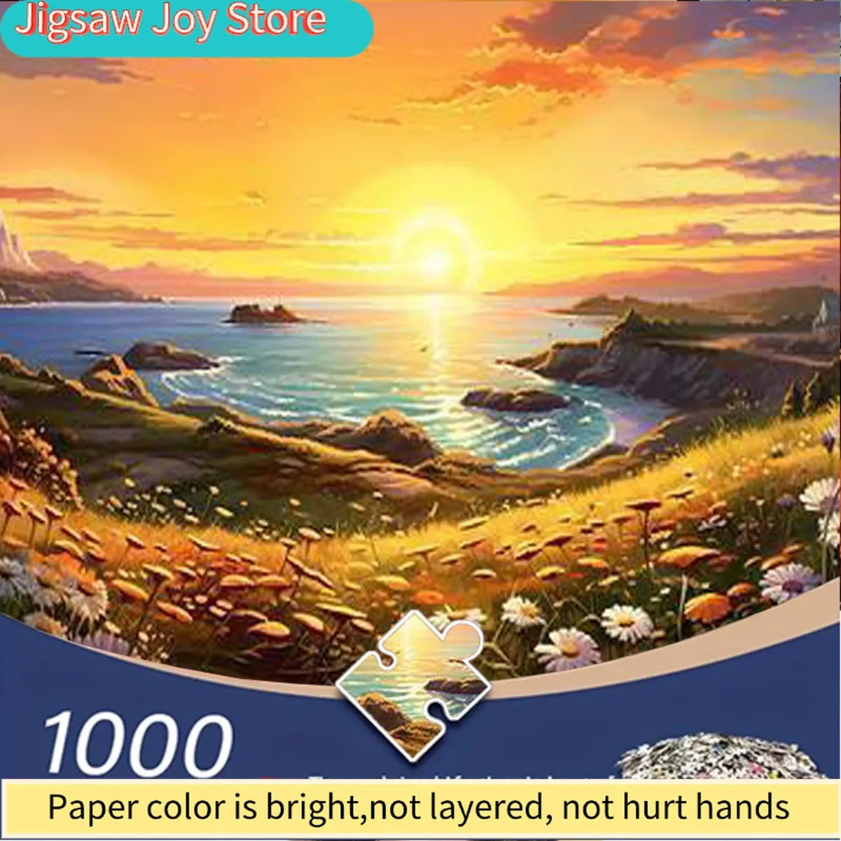 

1000pcs Adult Jigsaw Puzzle with Dark Blue & Warm Orange Gradient & Flying Bird Silhouettes - Large Rectangular Box, Challengi