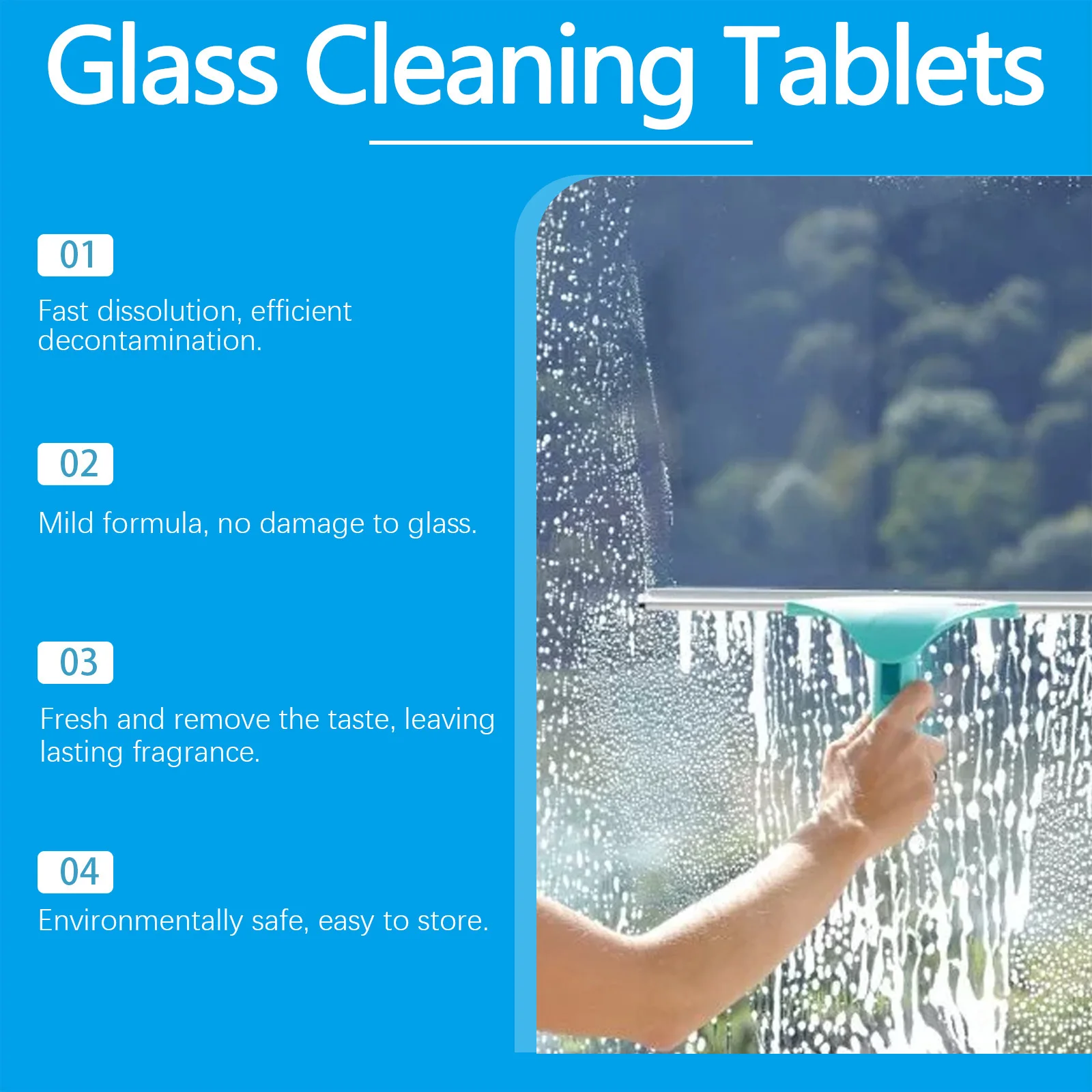 Glass Cleaner Tablet Hard Water Spot Remover Shower Door Descaling Glass Surface Restore Mirror Cleaning Window Cleaning Agent