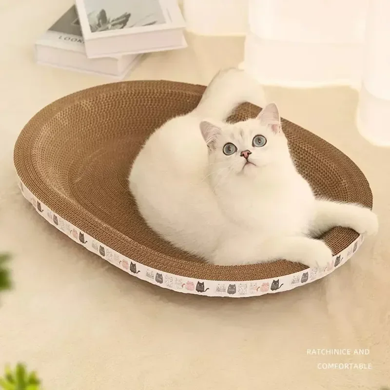 Corrugated Cat Scratcher Cat Scrapers Round Oval Grinding Claw Toys for Cats Wear-Resistant Cat Bed Nest Cat Accessories