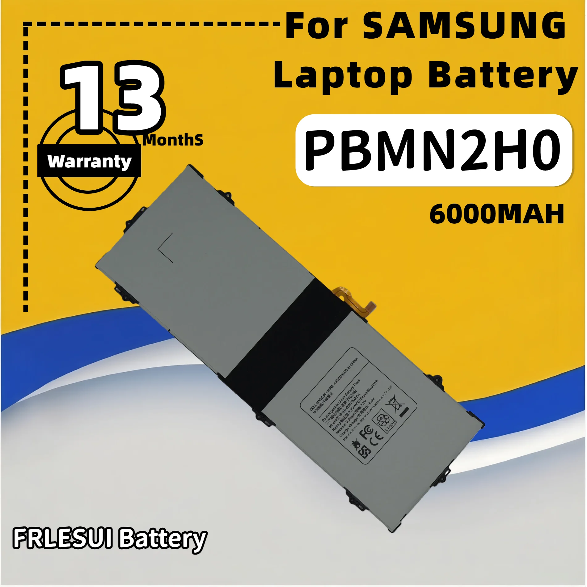 

FRLESUI High capacity For Samsung Galaxy Book12 SM-W727V W720 XE520QAB XE525QBB,AA-PBMN2H0 NP530XBB XE310XBA EB-BW720ABA Battery