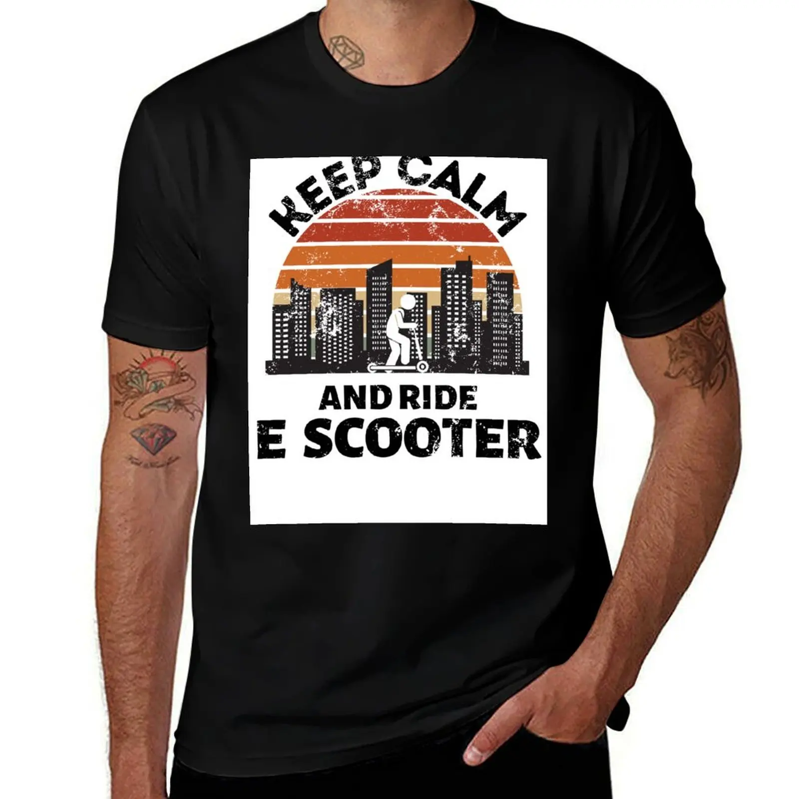 Keep Calm And Ride E Scooter - Electric Kick Scooter T-Shirt Basic Simple Design Short Sleeve Shirt T-Shirt
