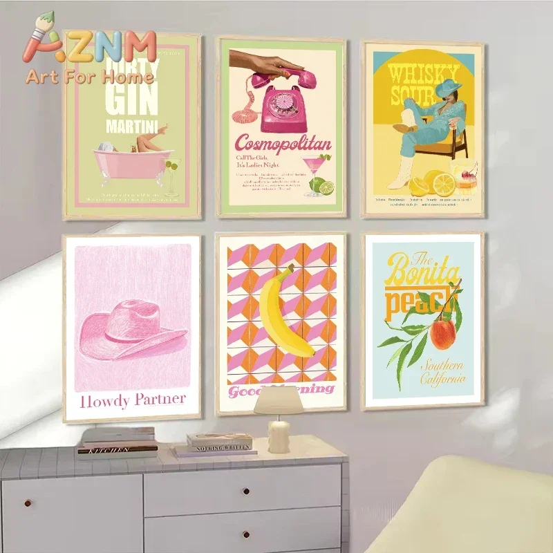 Cosmopolitan Cocktail Cheers Dirty Gin Martini Print Poster Girls Room Decor Picture Wall Art Canvas Painting Home Decoration