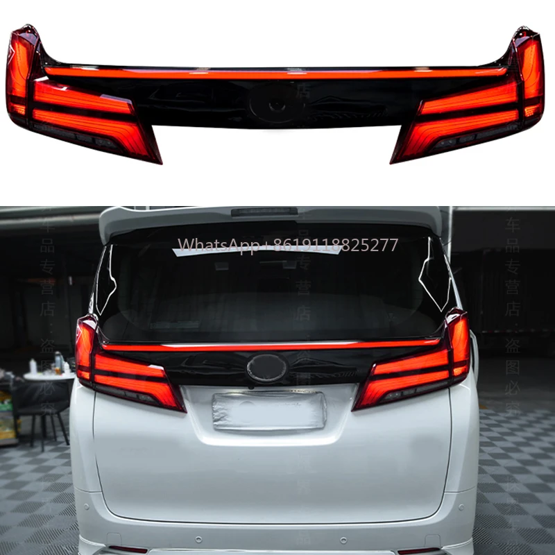 Car Modified Red Black Rear Tail Light Lamp For Alphard For Vellfire Upgrade Full Led Taillight 2015-2021