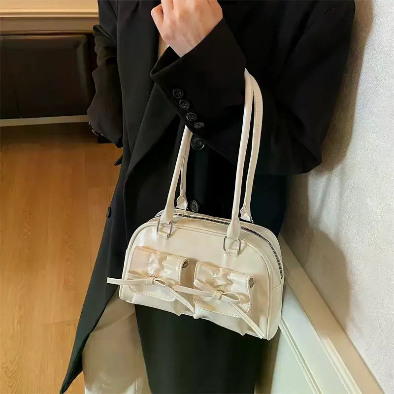 Vintage Women Business Shoulder Bags Simple Ladies Commute Tote Bag Pu Leather Female Underarm Bag Burgundy Large Handbags Purse
