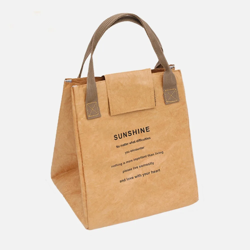 

Portable DuPont Paper Lunch Box Bag Large Capacity Waterproof Insulated Tote Bag Aluminum Film with Handle Food Thermal Handbag