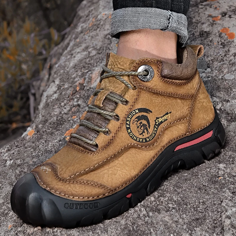 Winter Velvet Warm High Top Outdoor Snow Boots Luxury Brand Genuine Leather Men's Casual Boots Fashionable Men's Business Boots