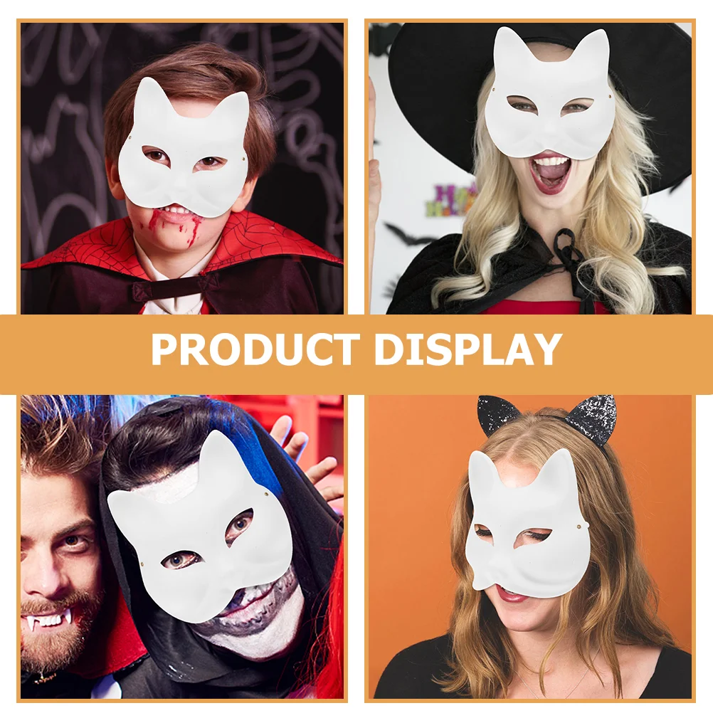 Animal Fox Pulp Halloween Mask, Decoração Simples, Decore Máscaras De Papel, Trajes De Prop Branco