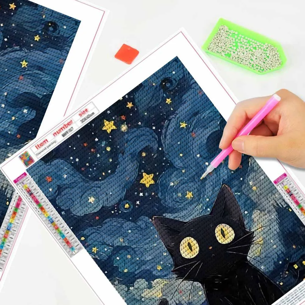 5D DIY full diamond painting star cat animal landscape art mosaic production hand-paste healing home decoration painting