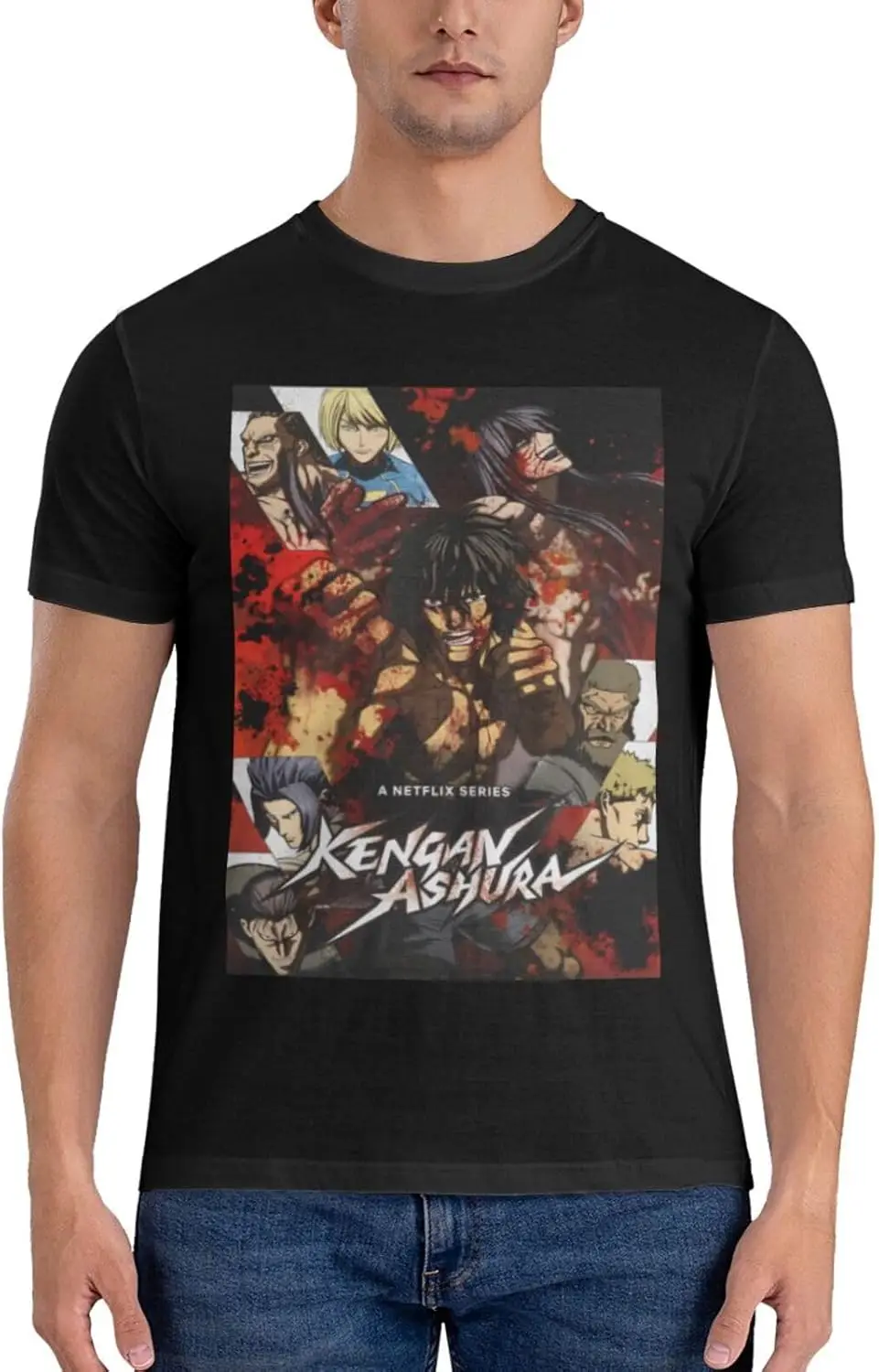 Kengan Anime Ashura Shirt Men\'s Breathable Custom Cotton Short Sleeve Tshirt Fashion Casual Tops Tees Black