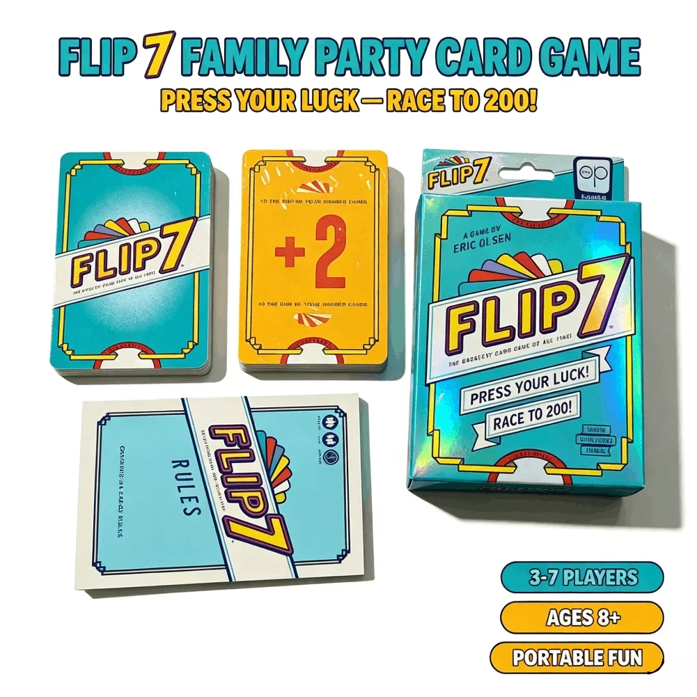Flip 7 Press Your Luck Card Game Fast Paced Number Strategy Action Cards for Family Party Travel Camping Board Game Party props